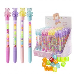 Ручка-игрушка Alingar AL10635 "Мишки" синяя 0,7мм с бусинами