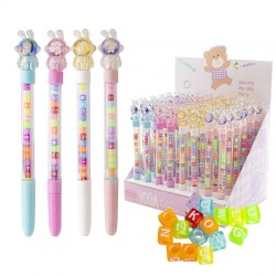 Ручка-игрушка Alingar AL10638 "Космозаяц" синяя 0,7мм с бусинами