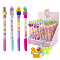 Ручка-игрушка Alingar AL10639 "Зверята" синяя 0,7мм с бусинами