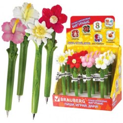 Ручка-игрушка Brauberg 142775 "Цветочки" синяя, шариковая 0,5мм, ассорти