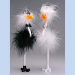 Ручка-игрушка Centrum 83577  "Flamingo" с пухом, синяя 0,7мм, черно-белая