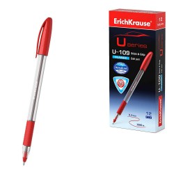 Ручка красная ErichKrause ErichKrause 53744 U-109 Stick&Grip Classic 1.0, Ultra Glide Technology