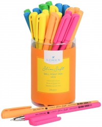 Ручка Lorex LXOPSS-NN1 Slim Soft "NEON" масляная, синий 0,5мм ассорти 189581