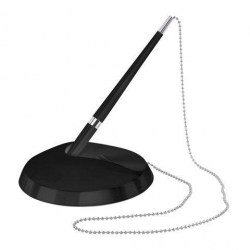 Ручка на липучке Brauberg 141347 "Стенд-Пен Блэк2" 0,5мм синяя, корпус черный, цепочка 