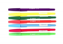 Ручка синяя Beifa AA110B 0,5мм шариковая прорезиненный цветной корпус мет/нак. 055379