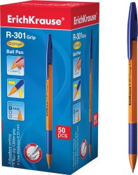 Ручка синяя ErichKrause 39531/42752/56569 R-301 Orange Stick &Grip 0,7мм