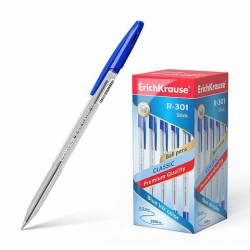 Ручка синяя ErichKrause 43184/22032/56610 R-301 Classic Stick 1,0мм