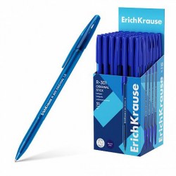 Ручка синяя ErichKrause 61004 R-301 Stick&Grip Pointes, ассорти 0,7мм