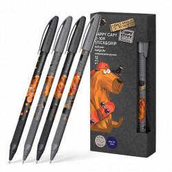 Ручка синяя ErichKrause 61101 U-109 Stick&Grip Happy Capy 1.0, Ultra Glide Technology ассорти