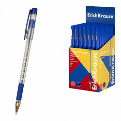 Ручка синяя ErichKrause 63112 Ultra GOLD L-30 Stick&Grip Classic, масляная основа 0,7мм 