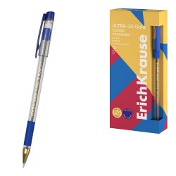 Ручка синяя ErichKrause 63115 Ultra GOLD L-30 Stick&Grip Classic, масляная основа 0,5мм