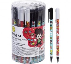 Ручка синяя Хатбер BP_083459 "Влад А4" 0,7мм, шириковая с рисунком 083459