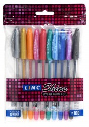Ручки гелевые 10цв. Linc 1001G  SHINE 1,0мм с блестками 066260