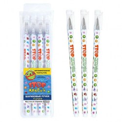 Ручки шариковые  4шт. J.Otten SM2020-4 "STOPМИКРОБ" синие 0,5мм 317310