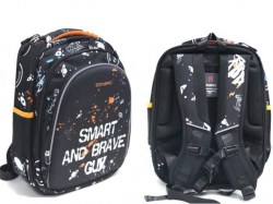 Рюкзак Sanvero BP57004 Smart and brave gue черный с принтом, на молнии, 3 отделения 37х29х19см