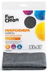 Салфетка д/кухни п/стойких загряз 2-х стор микрофибра Fun Clean 30*30см 6580