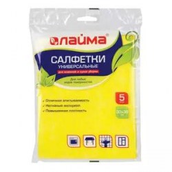 Салфетка д/уборки Лайма K4083 MEGA 30*38см 5шт. вискоза желтые 601562