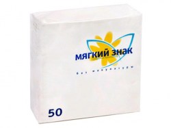 Салфетки бумажные 50л "Мягкий знак" 2-слойные белые С-49