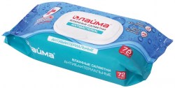 Салфетки влажные LAIMA 72шт антибактер., с клапаном 129997