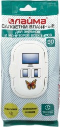 Салфетки влажные LAIMA 90шт для ОПТИКИ и ЭКРАНОВ клапан 605660