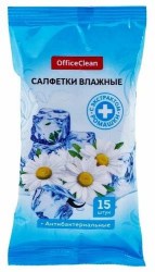 Салфетки влажные OfficeClean 15шт антибактер, д/рук, с ромашкой 277480