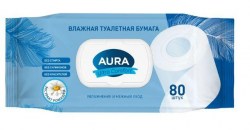 Салфетки влажные/Бумага туалетная AURA Ultra Comfort 80шт с пласт клапаном 69949 117675