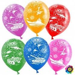 Шарик воздушный 30см МШ 711257-25 "Военная техника" ассорти, пастель 