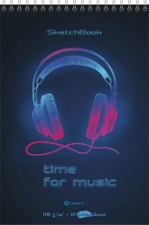 Скетчбук А5 40л. Lamark 55158 "Time For Music" спираль, 7БЦ 100г/м2 