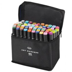 Скетчмаркеры 60цв WBZ 152574 1-6мм основные пулев/клинов двухстор, в чехле Самсон