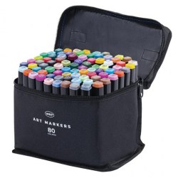 Скетчмаркеры 80цв WBZ 152575 1-6мм основные пулев/клинов двухстор, в чехле Самсон