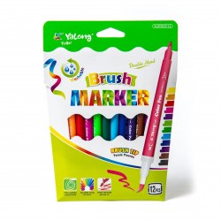 СКИДКА 30% Фломастеры 12цв. Yalong YL875033-12 "Colour" двухсторонние, смываемые