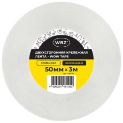 Скотч 30мм*5м*1мм WBZ 700427 NANO tape крепежный многоразовый, двусторонний, прозрачный