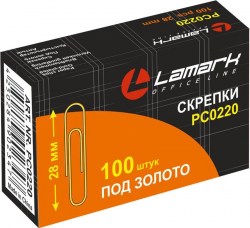 Скрепки 28мм Lamark PC0220  (100шт) золото круглые 