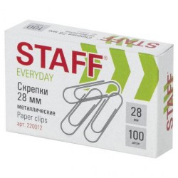 Скрепки 28мм STAFF 220012 /100шт/ металлические