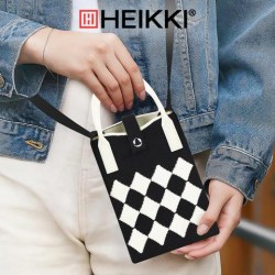 Сумочка-органайзер повседневная HEIKKI (ХЕЙКИ) 273793 "Black&White" вязаная черно/белая 17*12*5см