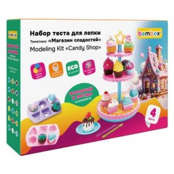 Тесто для лепки 4цв. BAMBOX (БАМБОКС) 107253 "Магазин сладостей" 340г, с формочками и посудой Самсон