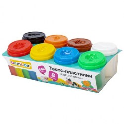 Тесто для лепки  8цв. BAMBOX (БАМБОКС) 107248 "Супер пластичное" 400г, крышки-штампмки Самсон