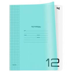 Тетрадь  12л. клетка БиДжи Т5ск12_пл 08897 "UniTone. Neon" голубой с пластиковой обложкой 379111