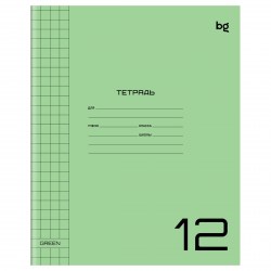 Тетрадь  12л. крупная клетка БиДжи Т5ск12_пл 57703 "UniTone. Green" с пластиковой обложкой 382227