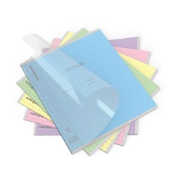 Тетрадь  12л. крупная клетка "Классика" 60548 ассорти с пластиковой обложкой /Полиграфика/