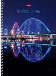 Тетрадь 160л  А4 Хатбер 160Ттр4В1сп_31507 "Огни ночного города" на спирали, тв. обложка 088298