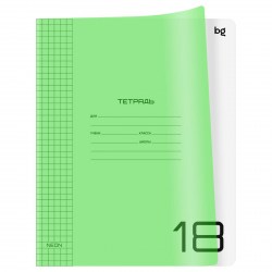 Тетрадь  18л. клетка БиДжи Т5ск18_пл 08929 "UniTone. Neon" салатовый с пластиковой обложкой 379143