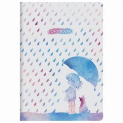 Тетрадь  40л Brauberg 403764 "ДОЖДИК" клетка SoftTouch, бежевая бумага 70 г/м2