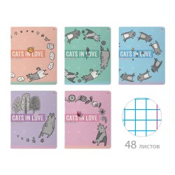 Тетрадь  48л. Альт 7-48-1230 "CAT'S IN LOVE" клетка, ассорти