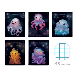 Тетрадь  48л. Альт 7-48-1297 "OCTOPUS PARTY" клетка, ассорти