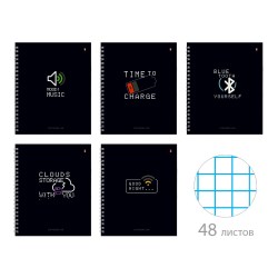 Тетрадь  48л. Альт 7-48-1348 "LIFE INTERFACE" клетка, на спирали, ассорти