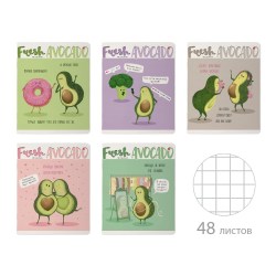Тетрадь  48л. Альт 7-48-929 "Авокадо" клетка, ассорти