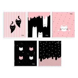 Тетрадь  48л Феникс 68573 "Розовые коты" клетка, ассорти