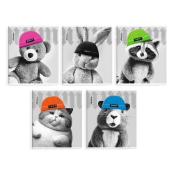 Тетрадь  48л Феникс 69682 "Звери в шапочках" клетка, ассорти