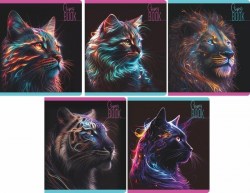 Тетрадь  48л Lamark 4824-32 "Neon Animals" клетка, на скобе, ламин soft touch